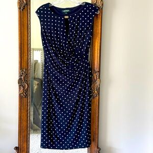 Ralph Lauren Navy White Polka Dot Shift Dress